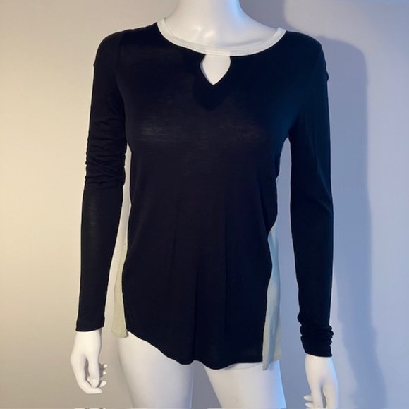 AIKO Black & White Top/Black leather back panel/Size XS - Picture 2 of 6